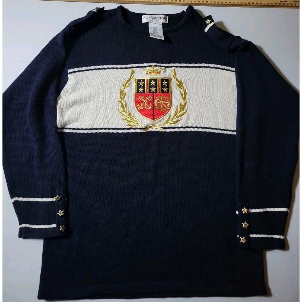 Vintage‎ JH Collectibles Embroidered Pullover Sweater Small Blue